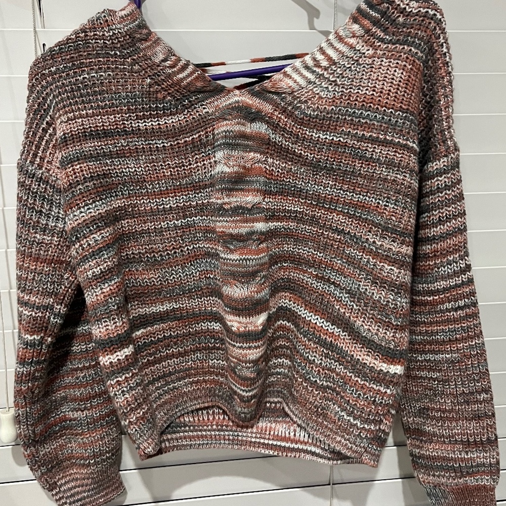 Sweet N Sinful Multi Colored Sweater with Criss Crossed Back